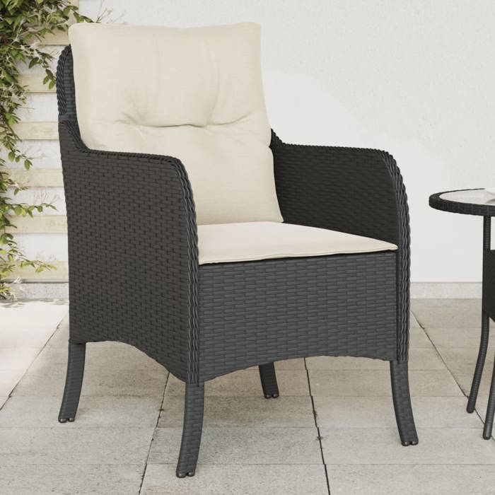 VidaXL Lot de 2 Chaises de Jardin avec Coussins, Sièges de Patio avec Housse Amovible, Meubles d'Extérieur Terrasse, Noir 365144