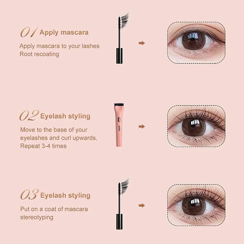 Make-up Werkzeuge Wimpernzange Elektrisch Beheizt Natürlich Augenbrauen Lang Anhaltend 3 Temperatureinstellungen für Zuhause Reise Typ-C Aufladung