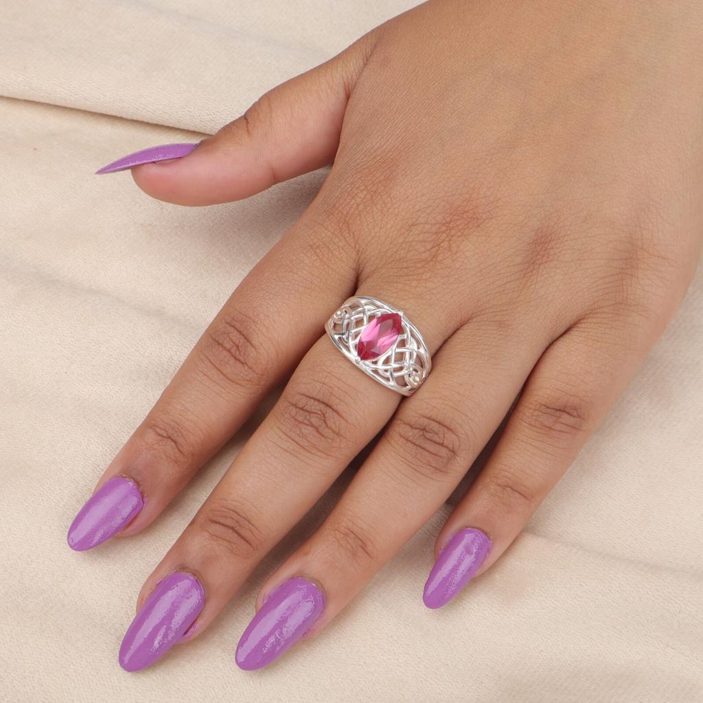 Rare Pink Tourmaline Gemstone 925 Sterling Silver Jewelry Ring For Wedding Gift CZR-3-8