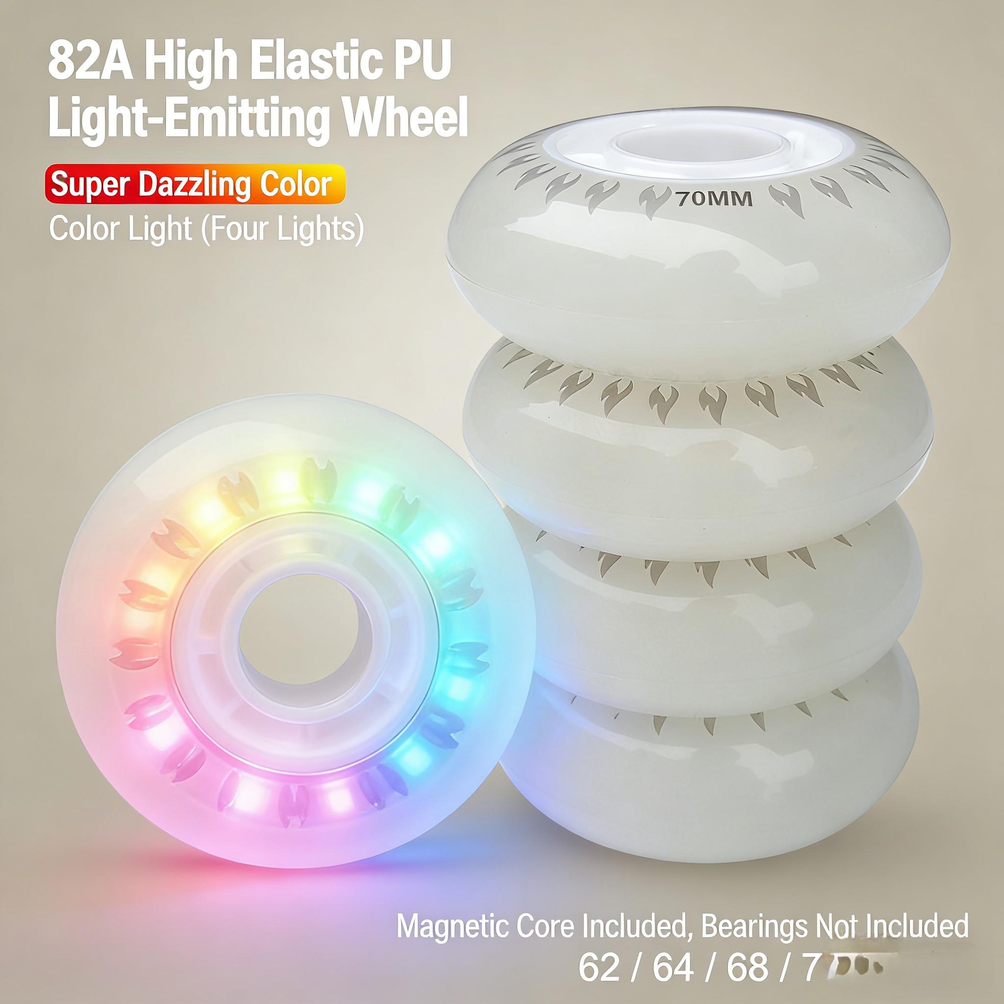 Ruidongle Freestyle PU Wear Resistant Flashing Roller Wheels Luminous Design Multiple Sizes Outdoor Sports Training