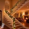 Yousheng 9 FT Christmas Garland with Lights 50 LED Lights 8 Modes Lighted Artificial Pine Garland with Pine Cones Red Berries for Mantel Fireplace