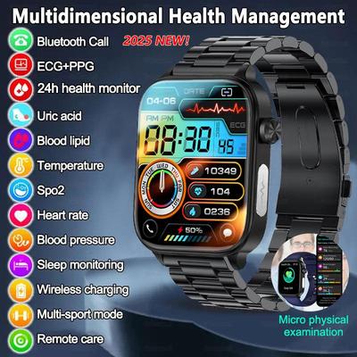 2025 Nuovo Smartwatch Salute ECG+PPG Grasso nel Sangue Acido Urico Uomini Frequenza Cardiaca Pressione Sanguigna Chiamata Bluetooth Smart Watch Donne
