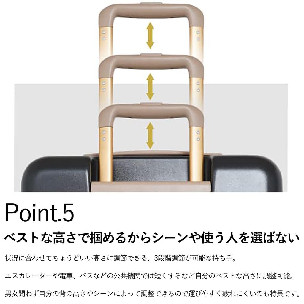 MOZ Suitcase with Expandable Medium Day 8 Quiet TS Embossed 3 Adjustable Light Carry-on Gusset, Size, 5-6 Capacity, 57cm, 56L-65L Capacity, Casters,