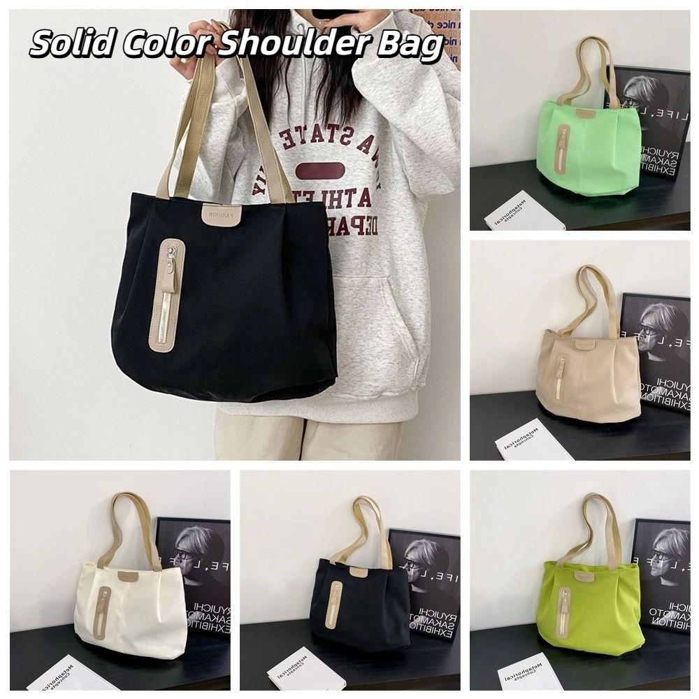 Large Capacity Solid Color Shoulder Bag Korean Style Solid Color Vacation Tote Bag Office Worker Tote Lightweight Eco Bag