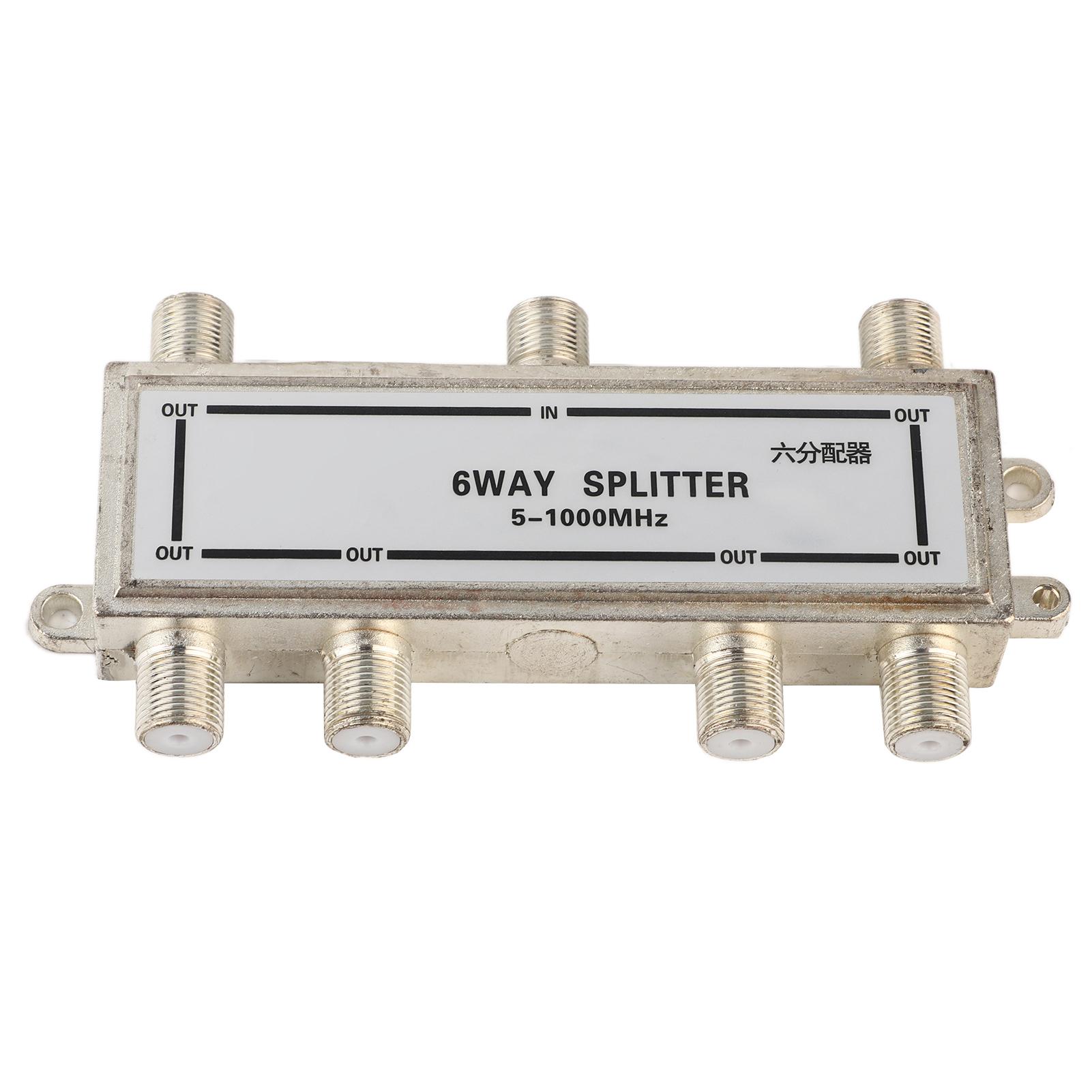 

6 Way Coax Cable Splitter 5 1000MHz CATV TV Antenna Coaxial Signal Split