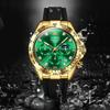 OLEVS Armbanduhr, stilvoll, beliebt, modisch, japanische Quarzuhr, großes Zifferblatt, Outdoor-Uhr mit Datum, grüne Armbanduhr, wasserdicht, Sport-Business-Uhr, goldene Uhr