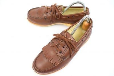 Japan Mrning Dew Golf Shoes Leather Metal Spike Brown 23.5(USED)