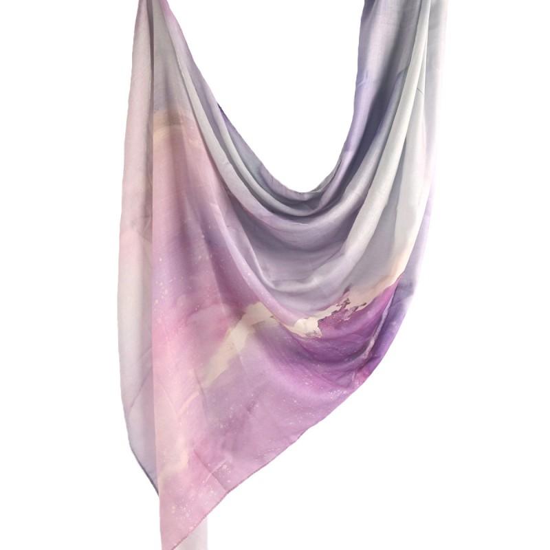 Watercolor Print Cotton Scarf Women 180x80cm Lightweight Wrap Shawl Ethnic Style Headscarf All Season Fashion Accessory