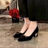 Autumn New Temperament High Heels Thick Heel Pointed Head Shallow Mouth Fashion Temperament Single Shoes Women