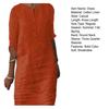 Rochie de vară pentru femei Gât rotund, mâneci trei sferturi, lungime până la genunchi, nasturi de culoare uni, pulover lejer, moale, casual, respirabil, rochie midi de toamnă de primăvară