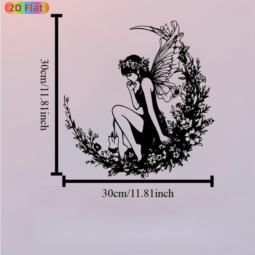 

2D Flat Fairy Metal Wall Art Fantasy Sculpture Mural Iron Decor Weather Resistant for Patio Garden Fence Outdoor Gift New Year Easter Nature Lover 12in