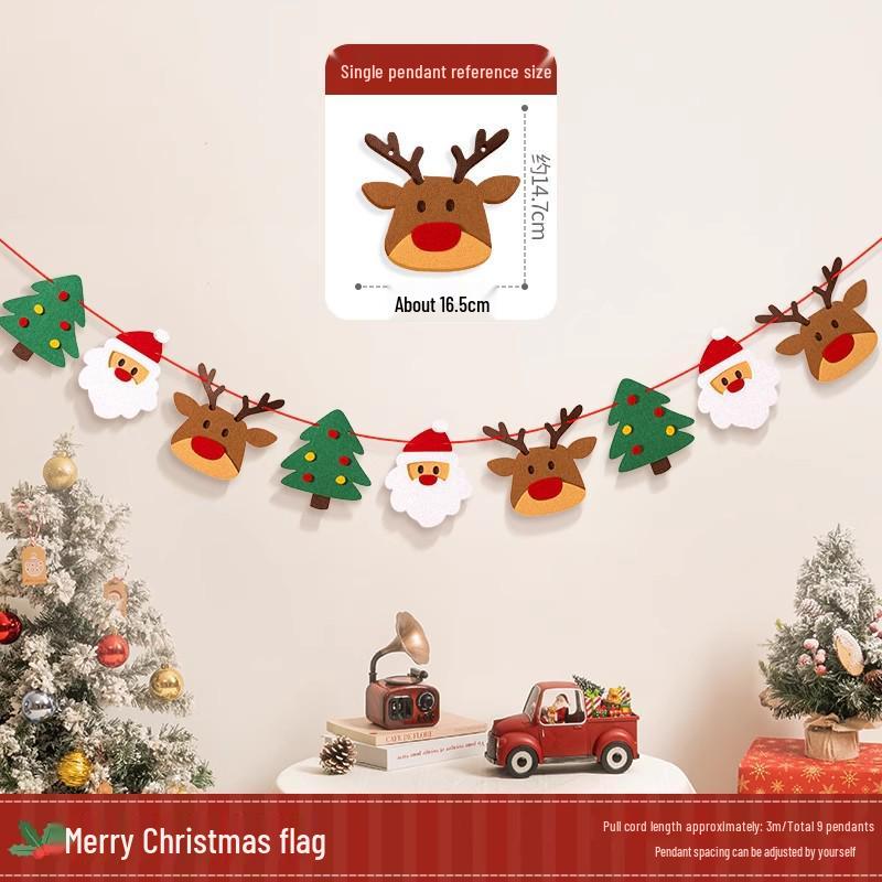 Christmas Tree Hanging Ornaments & Festive Decorations with Atmosphere Lights & Pull Flowers
