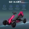 Kids Pedal Go Kart, with Adjustable Seat, EVA Wheels, Seat, Handbrake - Pink