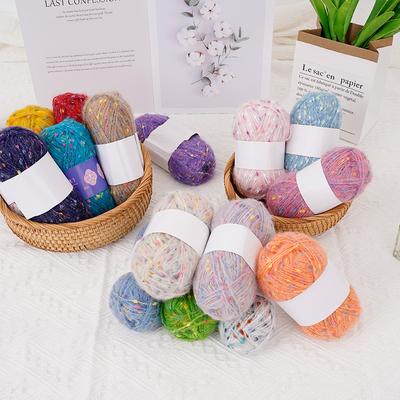 DIY Doudou Thread, Scarf Thread, Wool Thread, Colored Dot Mohair, Hand-woven Rainbow Ping Pong Mixed Thread, Couple Knitting Thread