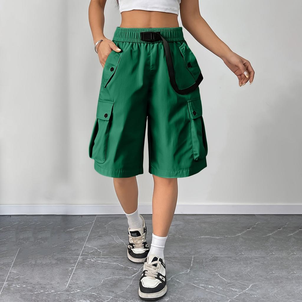 Damska letnia odzież robocza Dopamine Dressing Odzież robocza Wielokieszeniowe szorty w jednolitym kolorze