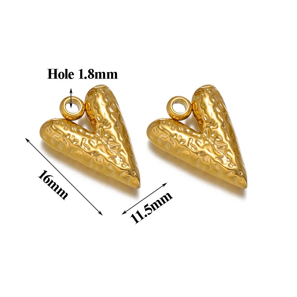 5pcs Stainless Steel Big Hole Heart Charms Pendants for DIY Jewelry Findings Women Necklace Bracelets Supplies Earrings Making