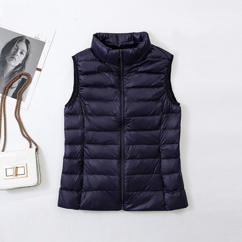 Women's Autumn and Winter Casual Warm Down Vest Inner Wear Solid Color Sleeveless Vest