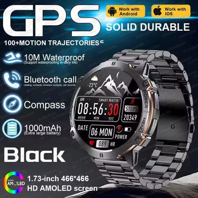 Askeri Akıllı Saat 1000MAH Süper Dayanıklılık Bluetooth Çağrı GPS Pusula Barometrik Altimetre 10ATM Su Geçirmez Spor Akıllı Saatler Erkekler