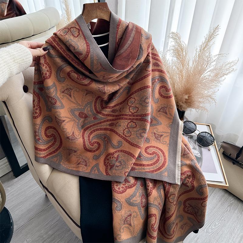 Cashew Flowers Design Winter Cashmere Jacquard Scarves High Quality Women Thicken Wrap Shawl Ladies Wool Pashmina Scarf
