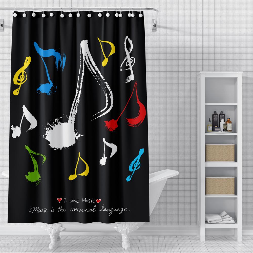 Piano Key Music Shower Curtain For Bathroom Musical Notes Waterproof Bathroom Shower Curtain Romantic Elegant Bath Bathtub Decor