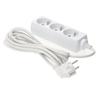 3-socket Extension Cord with Grounding, 3 , White