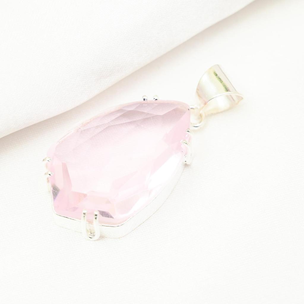 Bijuterii din piatră prețioasă cu pandantiv roz kunzit, pandantiv din argint solid 925, bijuterii lucrate manual pandantiv din piatră de naștere, cadou pentru el