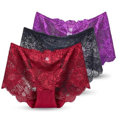 10 Color Women Sexy Lace Panties Flowers Embroidery Underwear  Mid Waist Butt Lift Seamless Briefs Plus Size Elasticity Panty