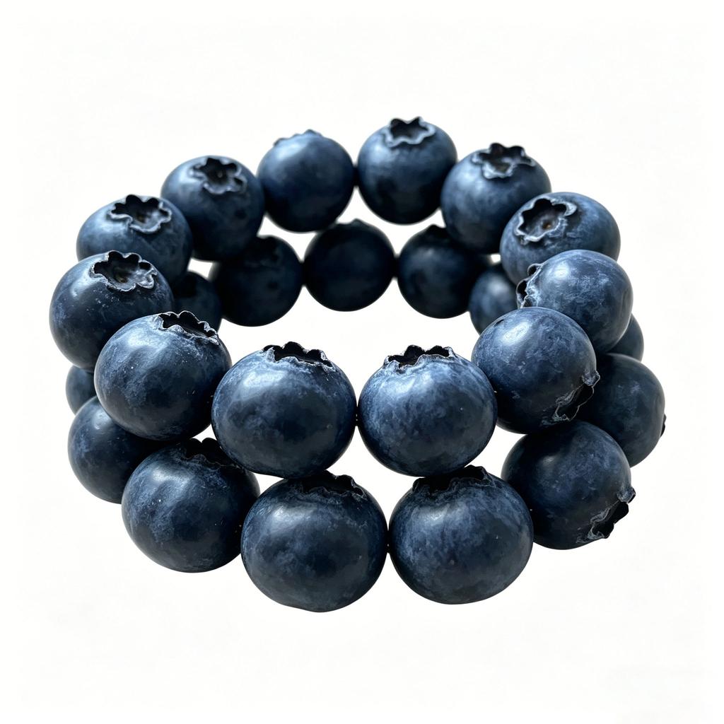 Süßes Realistisches Blaubeer Perlenarmband Handgemachtes Frucht Elastisches Armband Skurriler Kawaii Schmuck für Damen Mädchen Geburtstagsfeier Geschenk