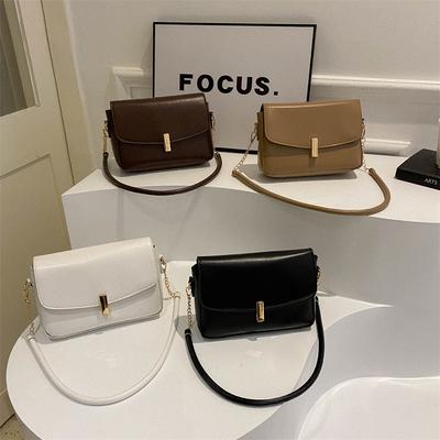 Simple Solid Color Design Winter Retro Texture Fashion Commuting One Shoulder Crossbody Underarm Bag Women