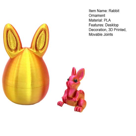 Yousheng Paashaas Oor Ei Ornament met Gearticuleerd Konijn Binnenin 3D Geprint Beweegbare Gewrichten Konijn Figuurtje Fidget Speelgoed Paasvakantie Feest