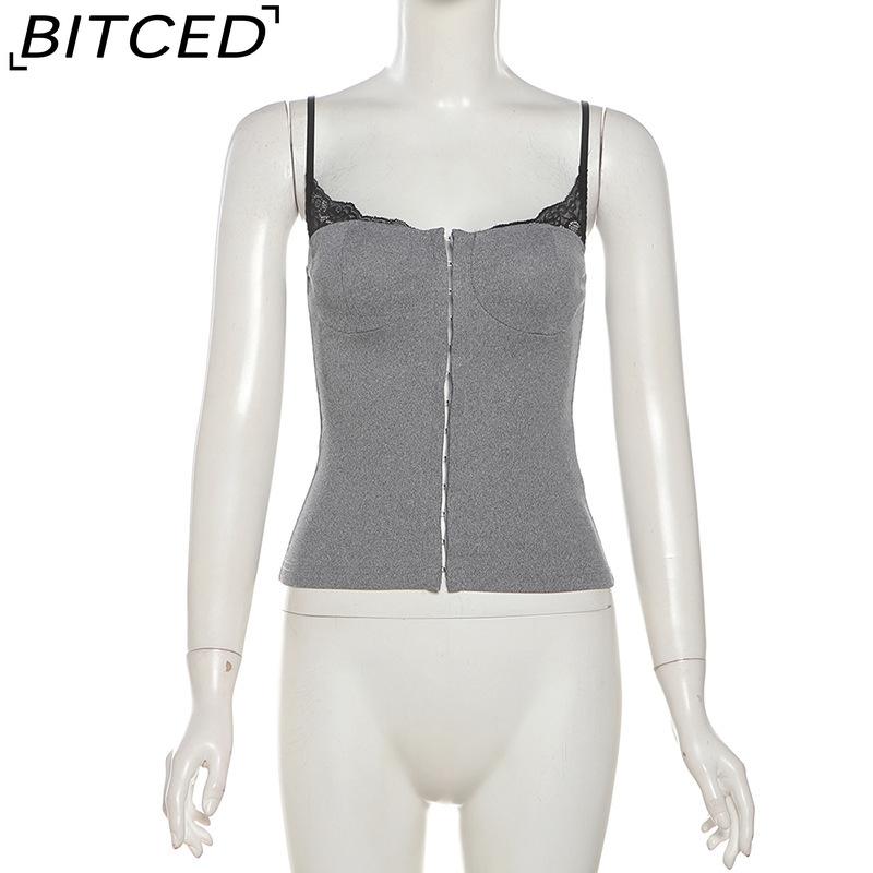 BITCED Summer Women's Solid-Colour Slim-Fit Streetwear Fashion Halter Neck Sexy Backless Tank Top