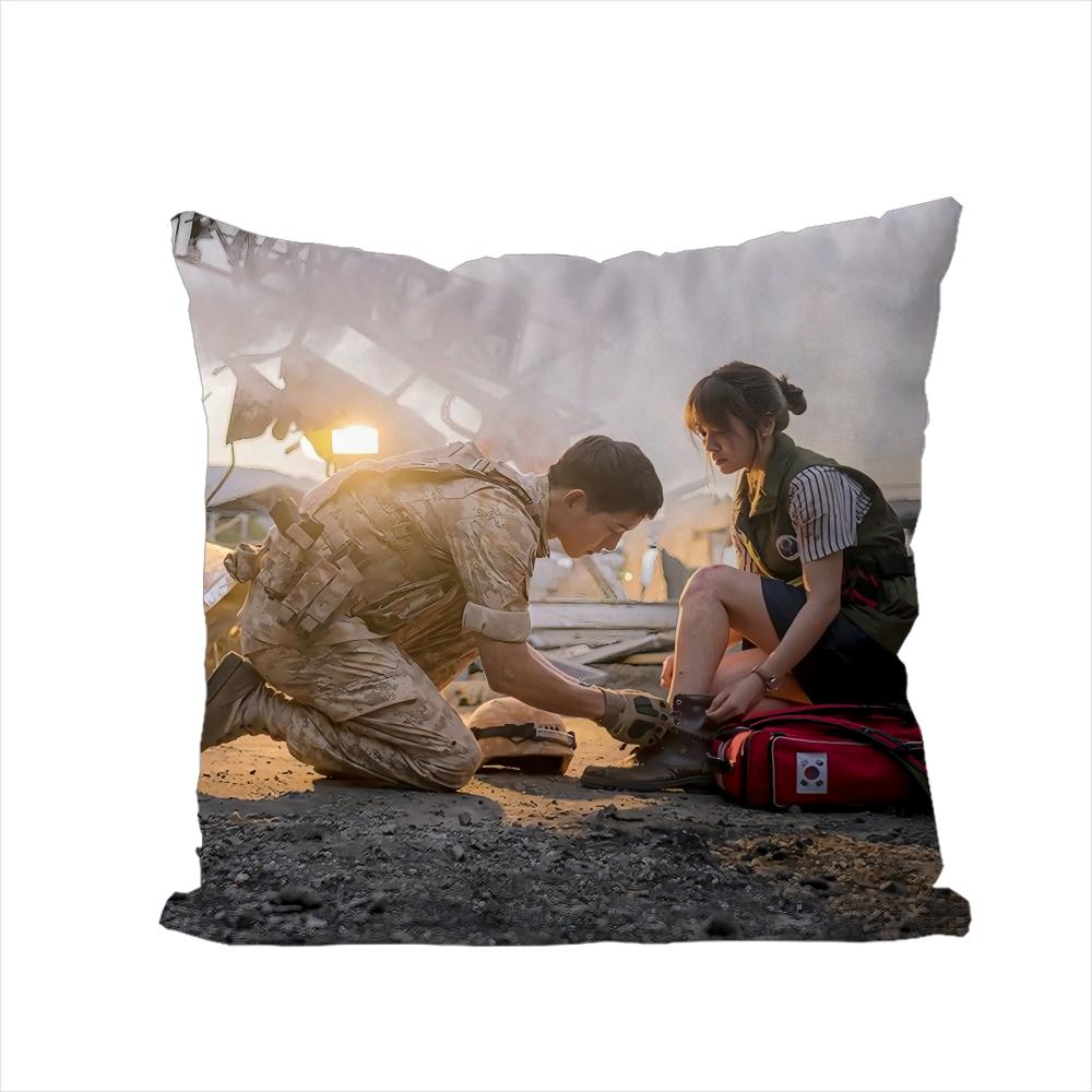 

DDescendants Of The Sun Pillow Case For Car Sofa Decorative Home Doublesided Print Plush Square Throw Pillow Cushion Cover 30x30cm