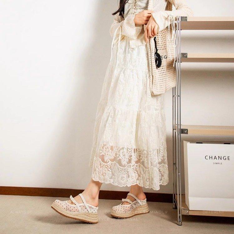 Mesh breathable single shoes women's new summer Korean version retro French fairy style temperament casual flat fisherman shoes