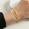 Meichen 18k Gold Non-Fading Titanium Steel Women's Fashion Bracelets - Simple, Versatile, Trendy European and American Style.