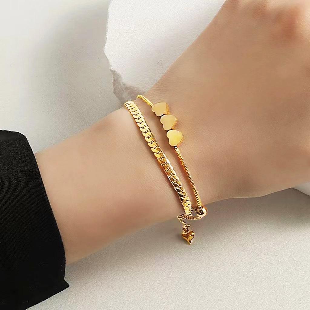 Meichen 18k Gold Non-Fading Titanium Steel Women's Fashion Bracelets - Simple, Versatile, Trendy European and American Style.