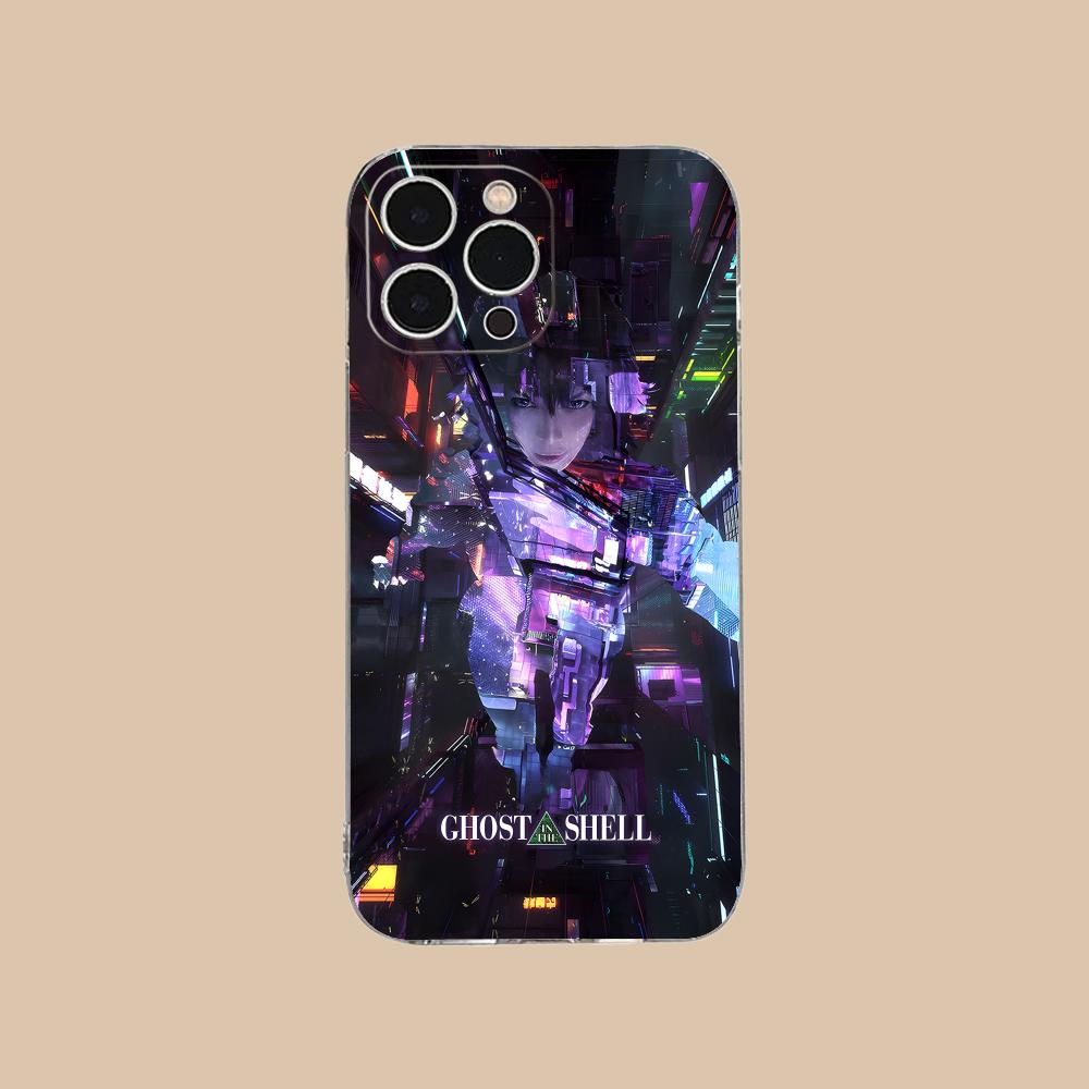 Ghost Shell Mobile Cell Phone Case for iPhone 16 15 14 13 12 11 X XR XS 8 6 Pro Max Plus Mini Clear Colour Protective Cover