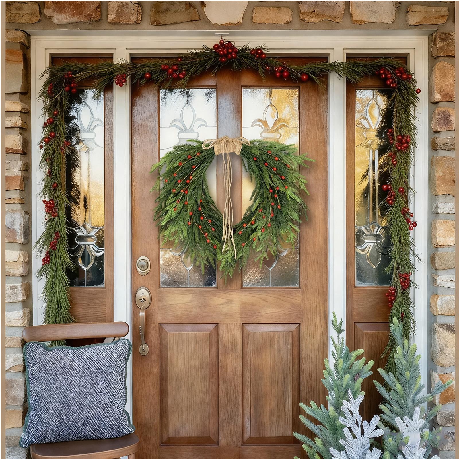 

Christmas Wreath, Bow, Front Door Hanging, Home Decoration Items One Size зелений