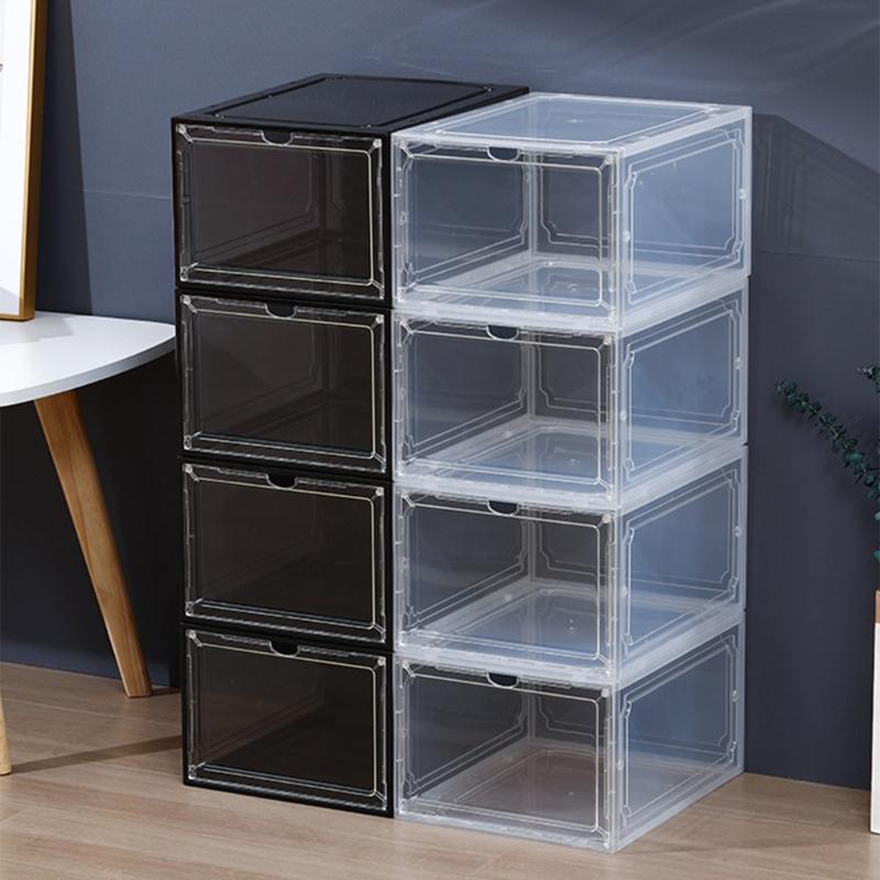 Shoe Organiser Box Stackable Clear Shoe Box For Closet Shoe Containers Sneakers Display Case Space Saving Storage Bin