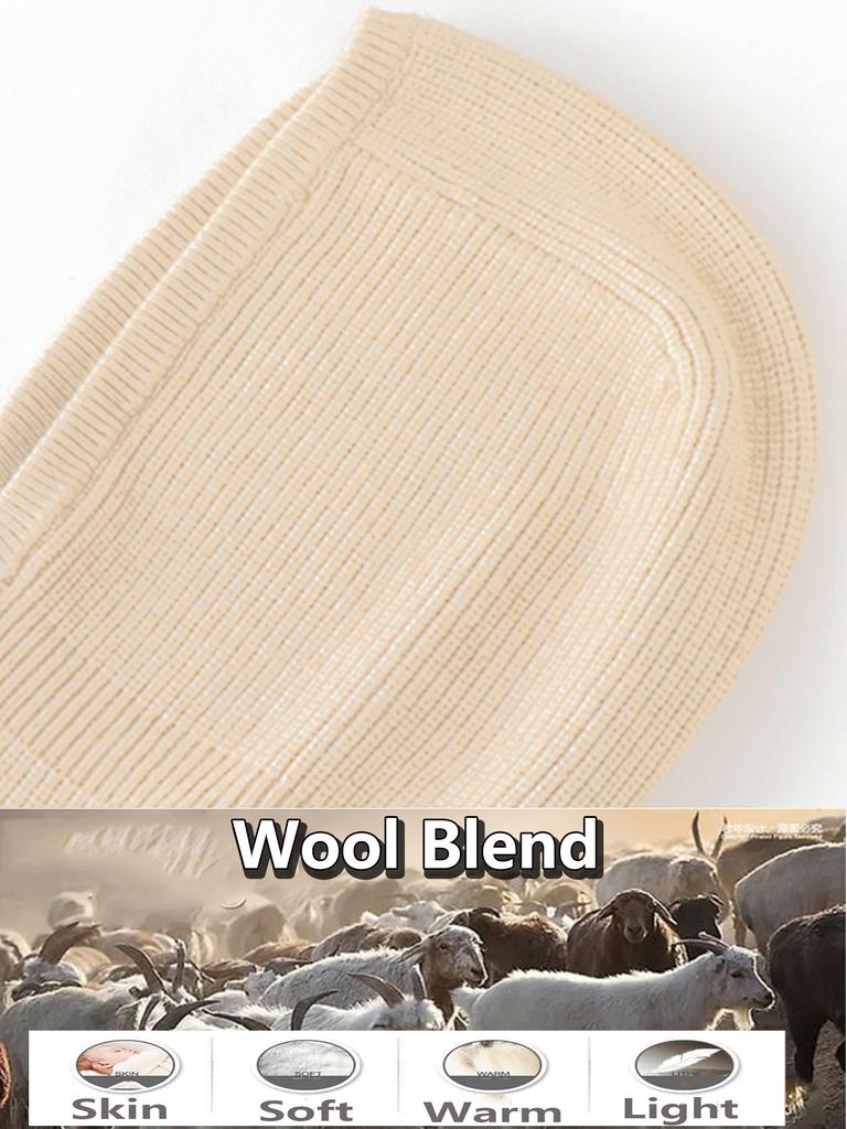 Women Knitted Wool Balaclava Hat Autumn Winter Soft Warm Wollen Scarf Beanies Button Adjustable Fashion Skullies Cap Girl