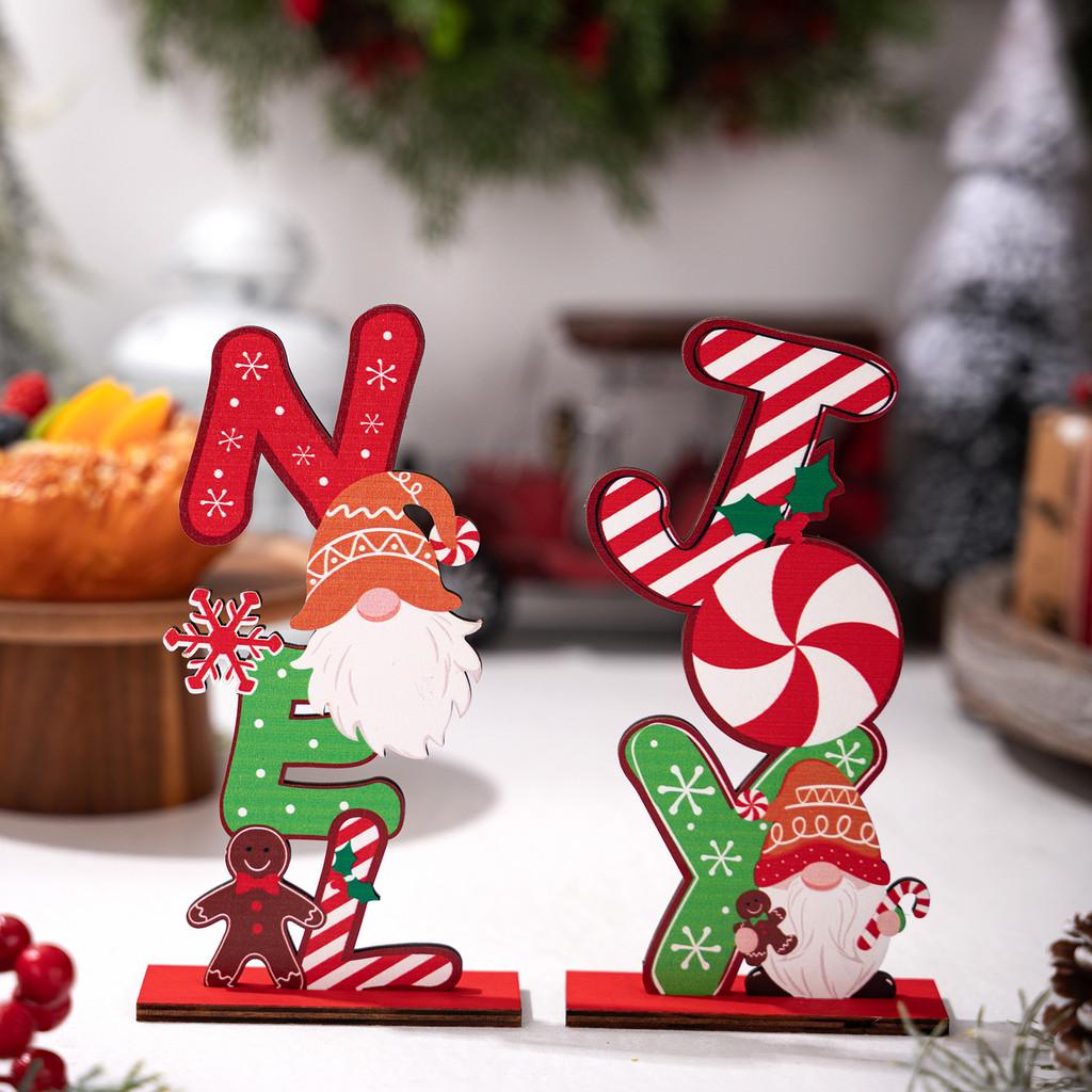 Gingerbread Wooden Man Christmas Decor With Colorful Letters For Holiday Decor