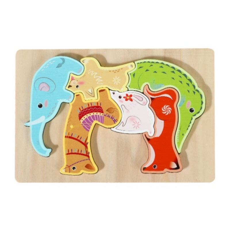 Деревянный пазл Игрушки Монтессори для детей Пазлы с мультяшными животными Игра Ранние развивающие игрушки Подарочный набор для детей Танграм
