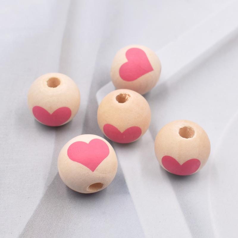 

20pcs 16mm Natural Wooden Small Hollow Heart DIY Unfinished Wood Ball Handmade Round Necklace for Making Jewelry