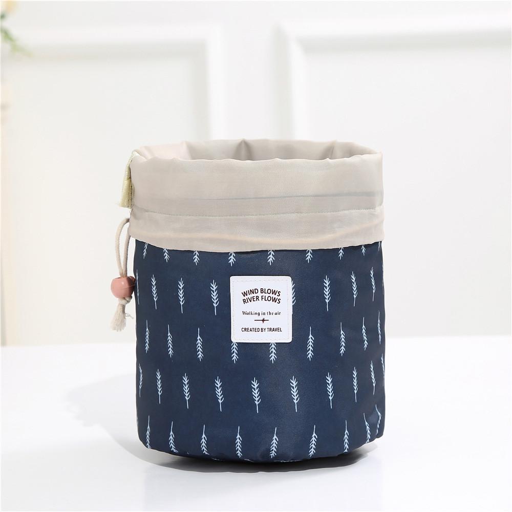 Barrel Travel Cosmetic Drawstring Wash Makeup Organizer Storage Toiletry Bag