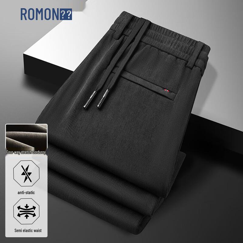 

Romon Men s Corduroy Straight-Fit Business Casual Trousers XL