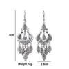 Vintage Ethnic Style Hollow Water Drop Pendant Earrings for Women Long Antique Silver Color Elegant Earring Jhumka Jewelry