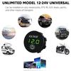 12V/24V Voltage Gauge with Touch Switch LED Digital Display Gauge Waterproof Car Voltmeter for Boat Marine Truck Motorcycle