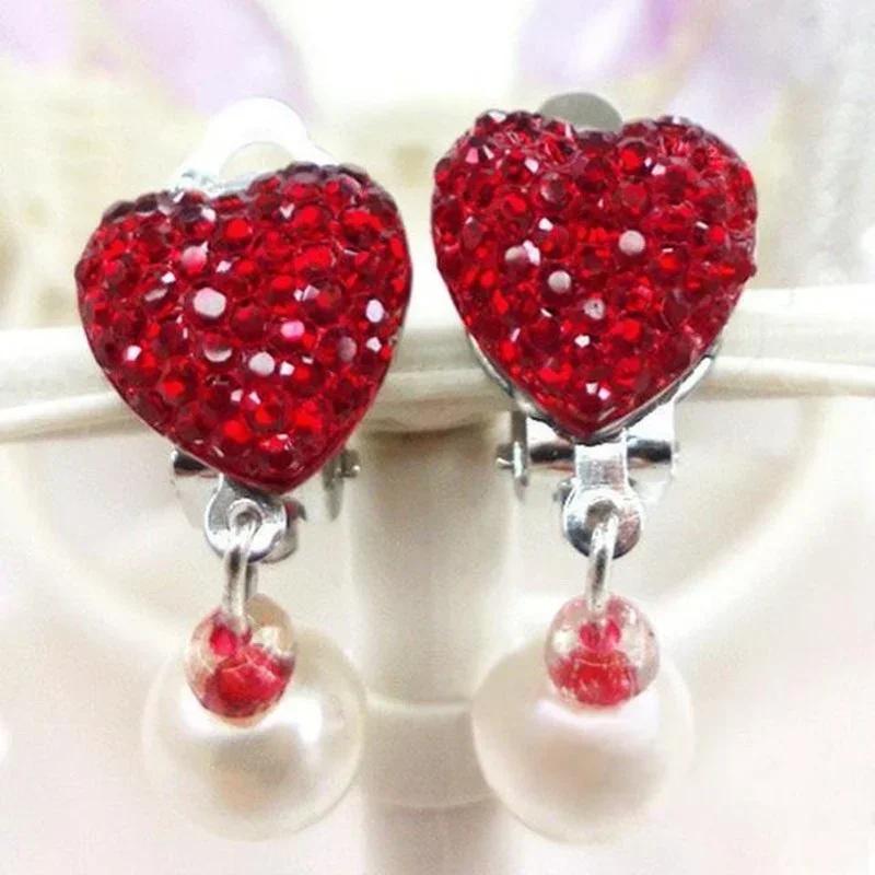 Cute Girls Children's Ear Clip Earrings Princess No Ear Hole Earrings Shining Diamond Earrings Pendant Ear Jewelry Accessories
