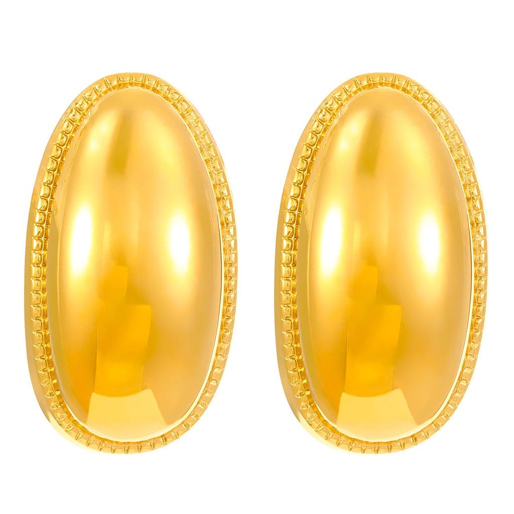 Vintage Titanium Steel Geometric Earrings: European & American Retro Style, Smooth Irregular Pleated Design