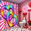 Tenda da doccia a forma di cuore d'amore e rosa per San Valentino, tenda da bagno impermeabile con 12 ganci, decorazione per la casa a forma di pesce