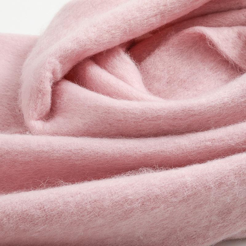 Men's and Women's Thick Woolen Scarf: Solid Color Knitted, Warm, Tassel-Edged, Imitation Cashmere for Winter
